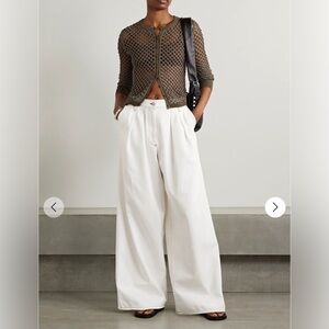DRIES VAN NOTEN White Wide Leg Pleated Jeans